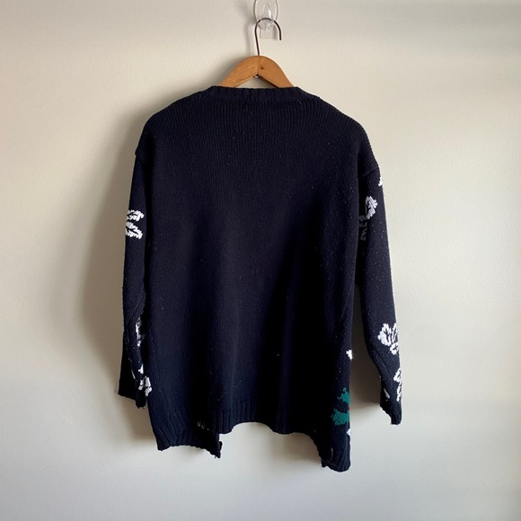 Vintage Cabin Creek Holiday Holly Embroidered Knit Button Cardigan - Picture 2 of 4